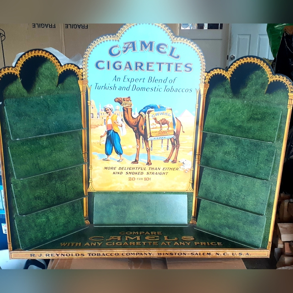 Vintage 1950's Camel Cigarette Pack Metal Counter Display - Near Mint Condition